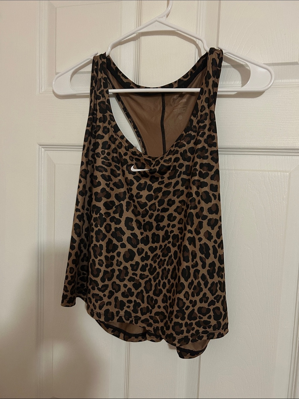 Nike Leopard Print Racerback Tank Top in Brown and Black